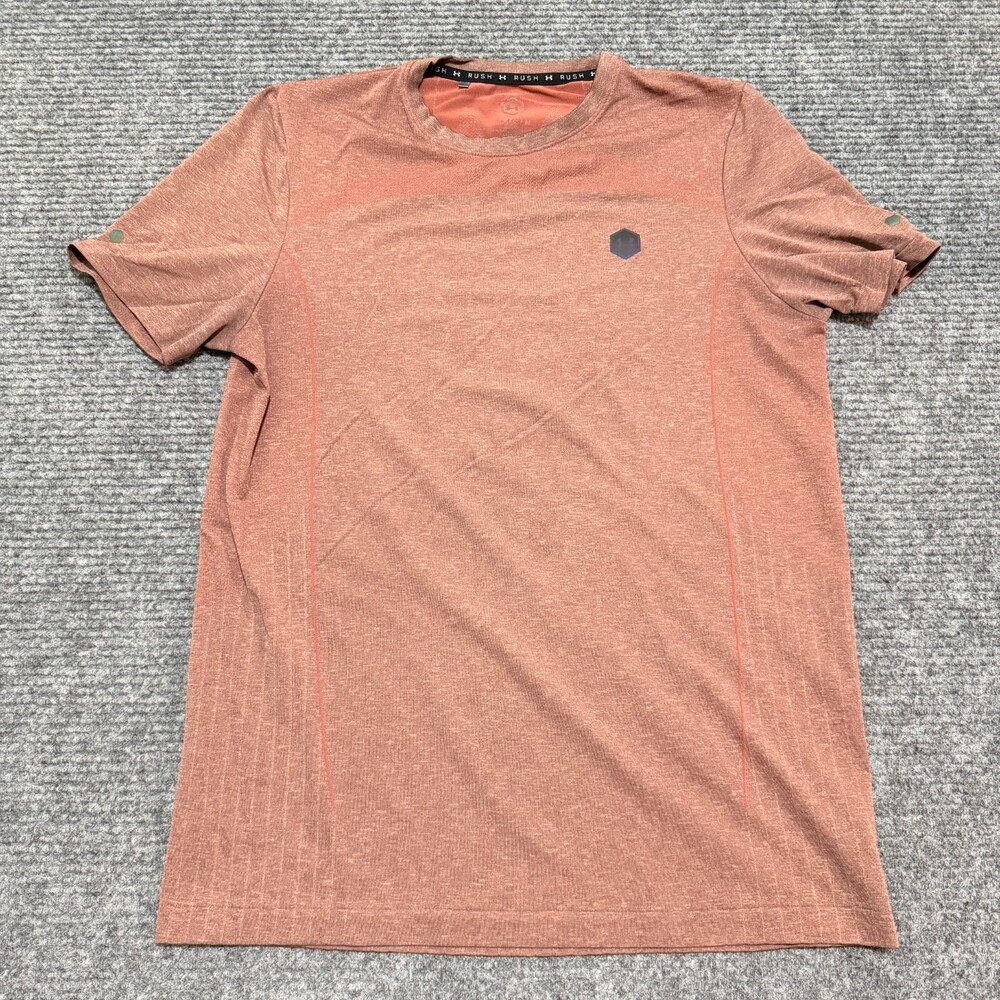 Under Armour Shirt Mens Medium Orange UA Rush Short Sleeve Crew Neck